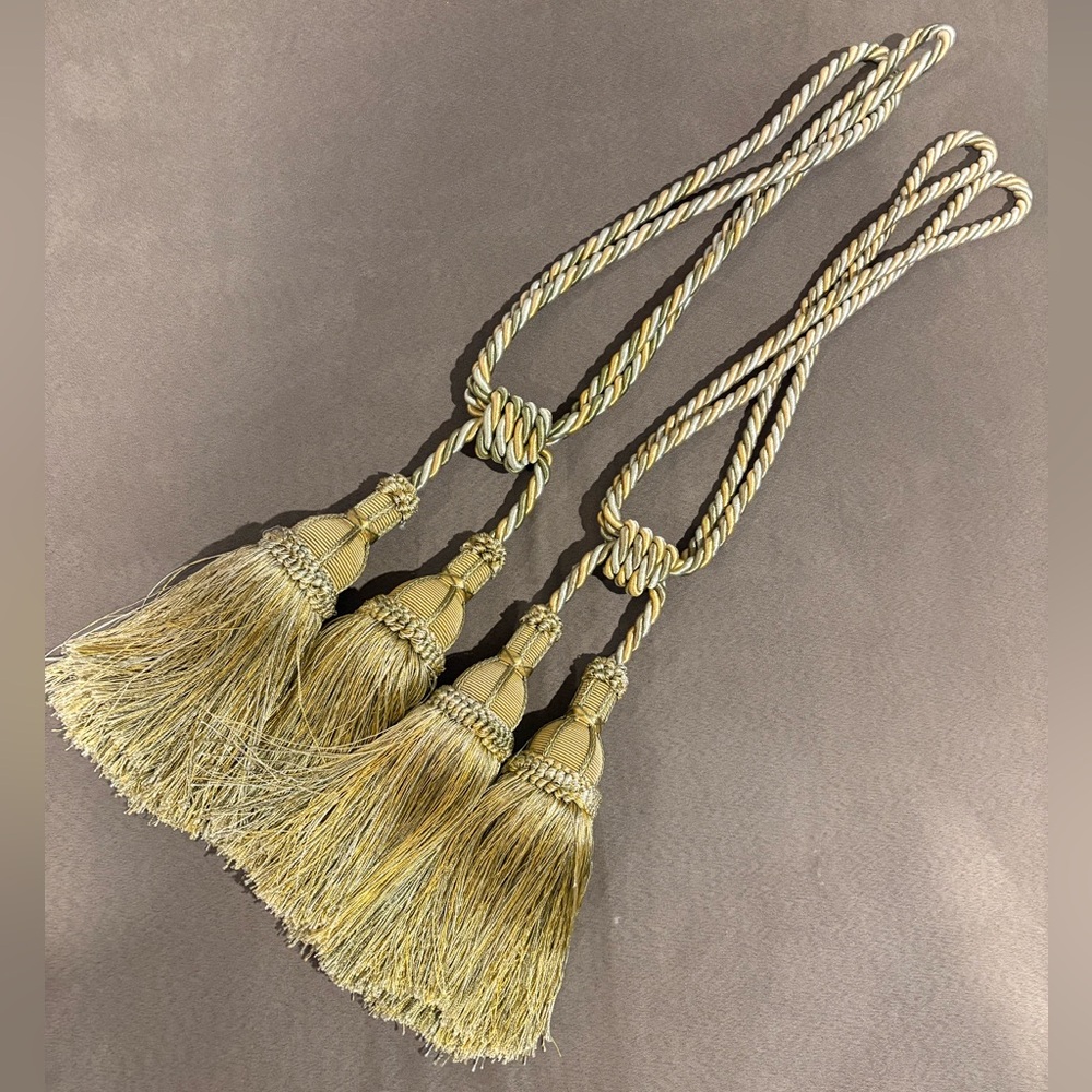 Rope And Tassel Tie Backs For Window Curtains Drapes Pair Gold Green Light Blue